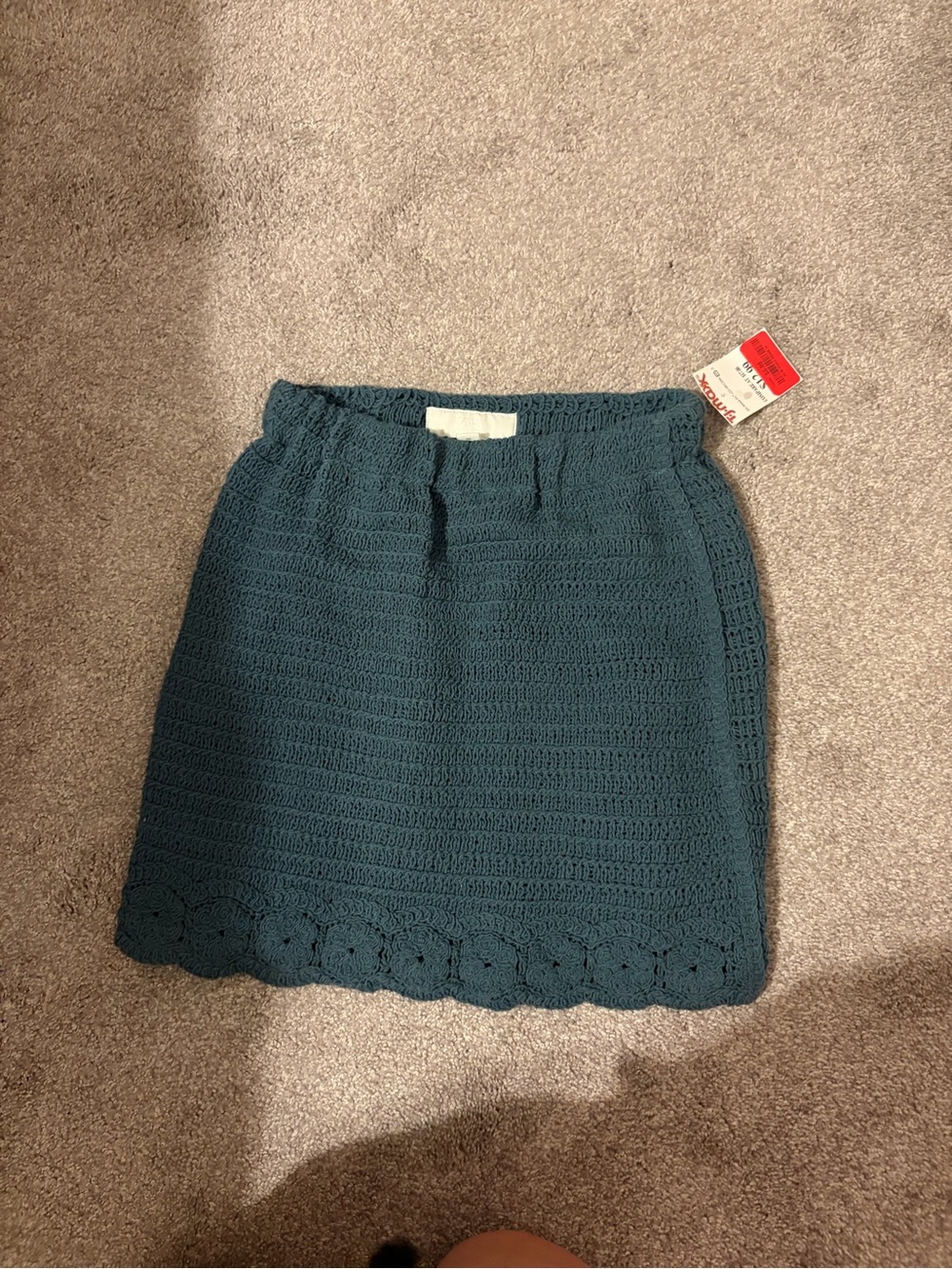 Zara Crochet Mini Skirt in Teal Blue